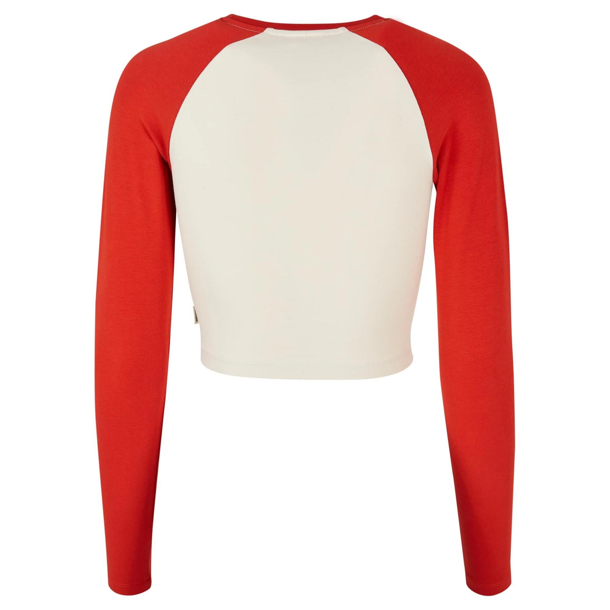 Maglietta Corta Retrò Manica Lunga Donna Urban Classics Sabbia Bianca Rosso 2/3