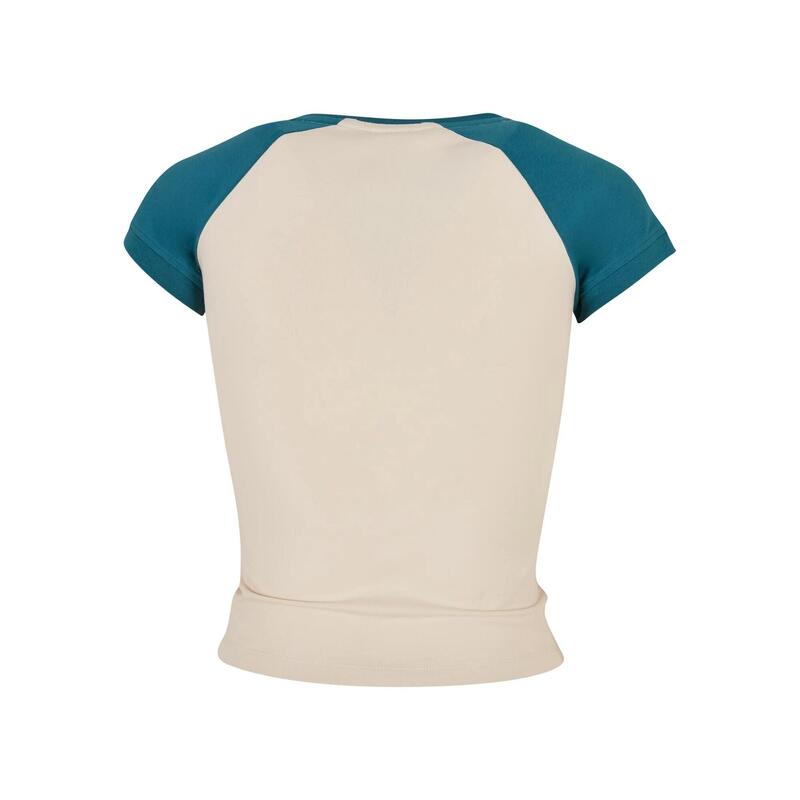 Dames Retro Stretch Tshirt met korte mouwen (Wit zand/asper)