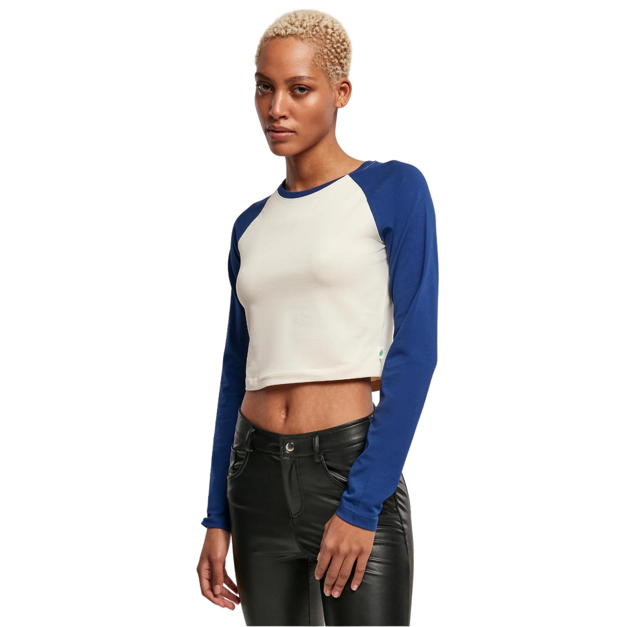 Maglietta Corta Retrò Manica Lunga Donna Urban Classics Sabbia Bianca Blu Spazio 3/3