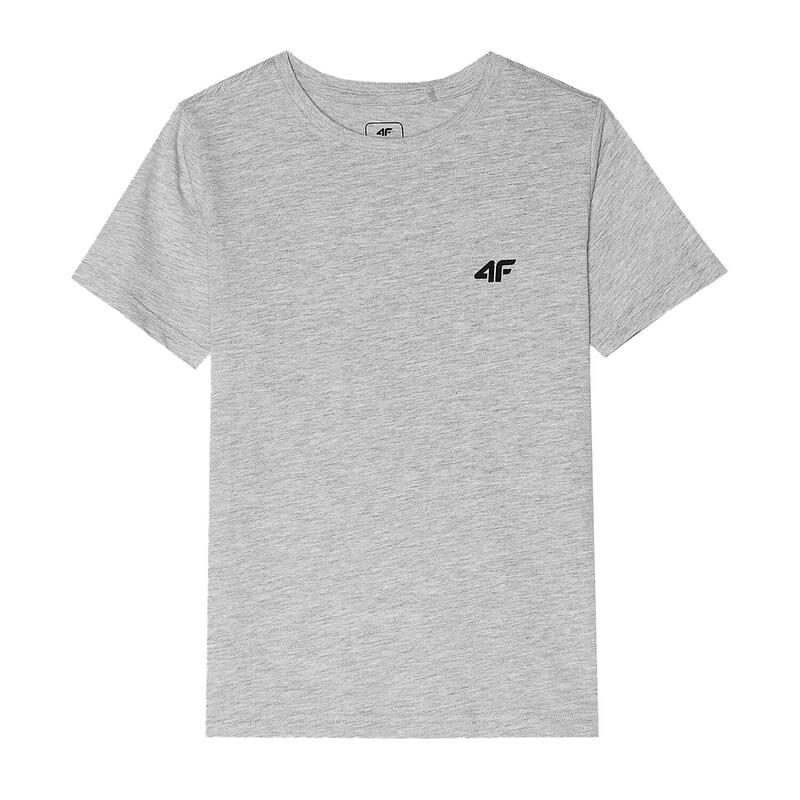 Katoenen Tshirt met logo voor jongens (Koud Lichtgrijs Gemêleerd)