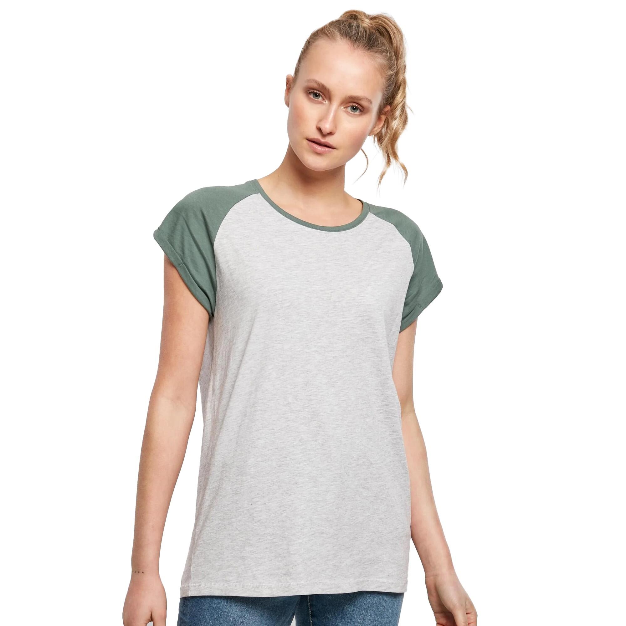 Maglietta Contrasto Raglan Donna Urban Classics Grigio Chiaro Foglia Pallida 3/3