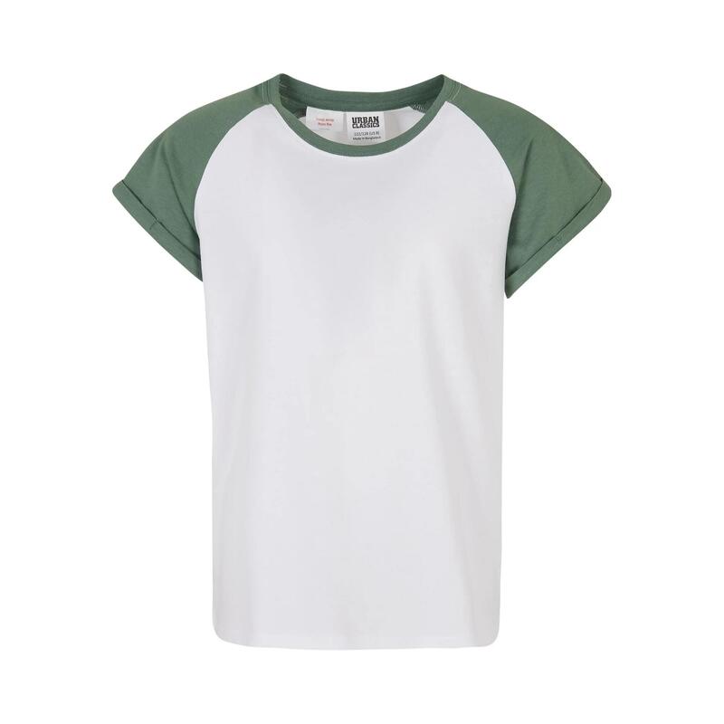T-Shirt Raglãs Contraste Menina Branco/Sálvia