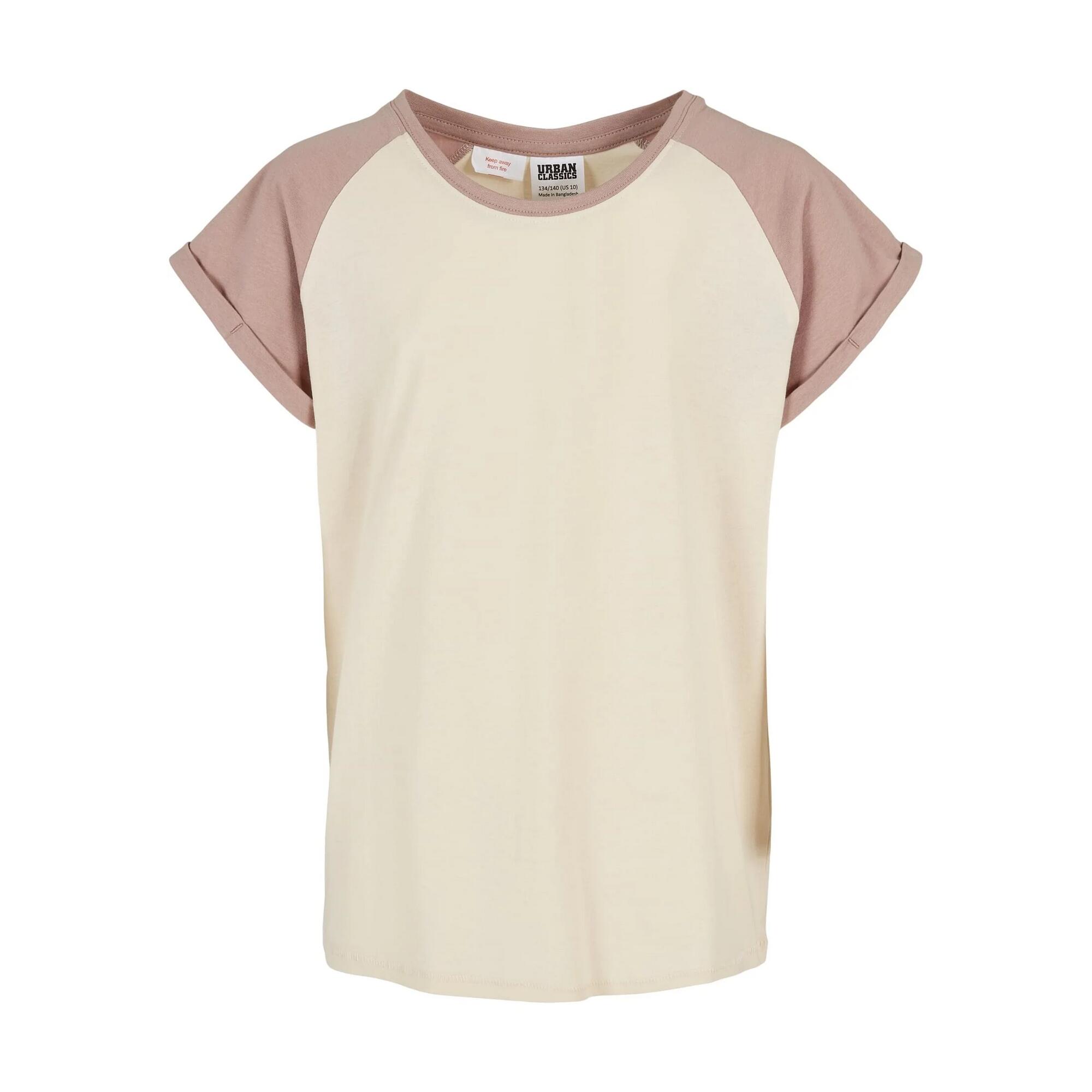 URBAN CLASSICS T-Shirt Raglãs Contraste Menina Areia branca/Rosa crepuscular