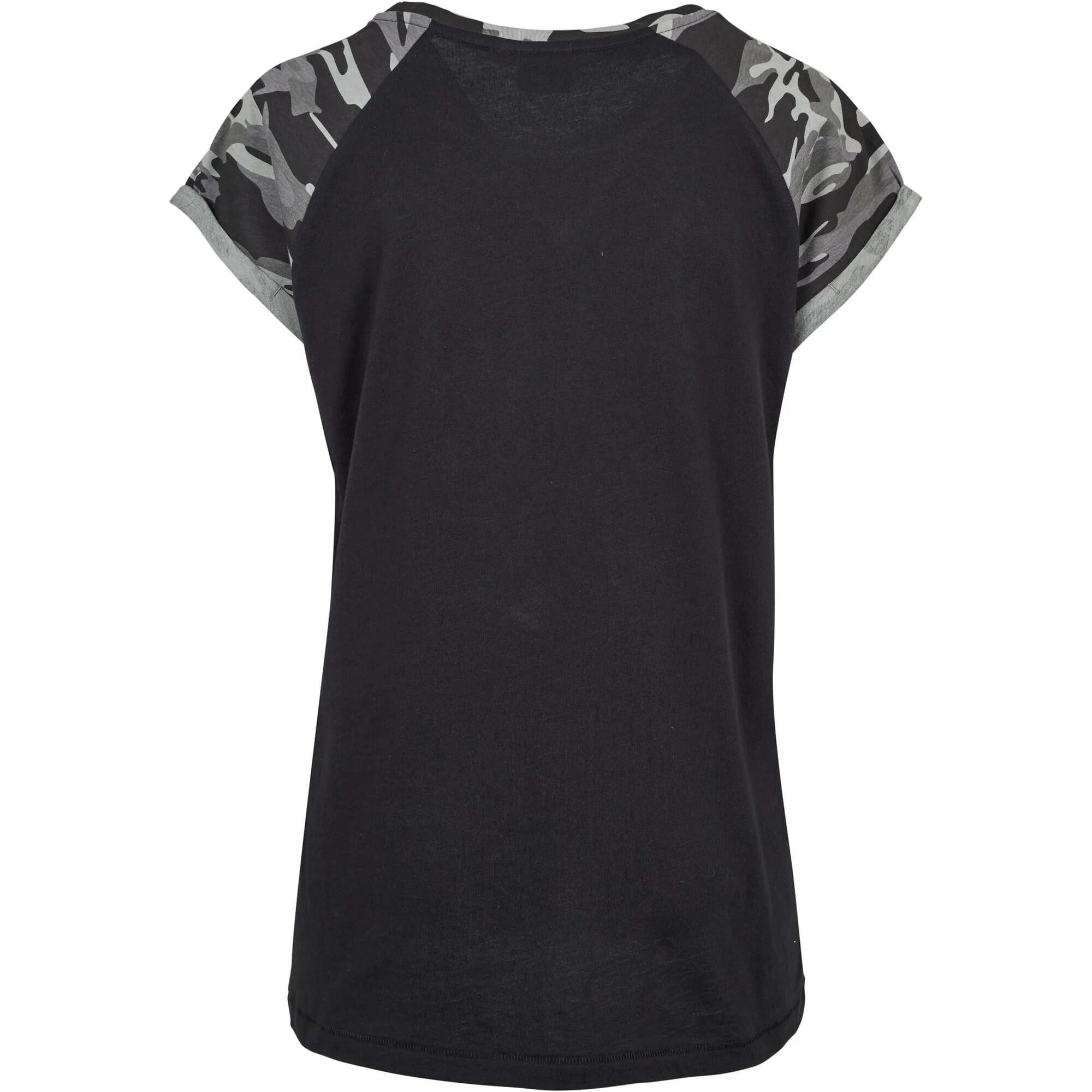 Maglietta Contrasto Raglan Donna Urban Classics Nero Mimetico Scuro 2/3