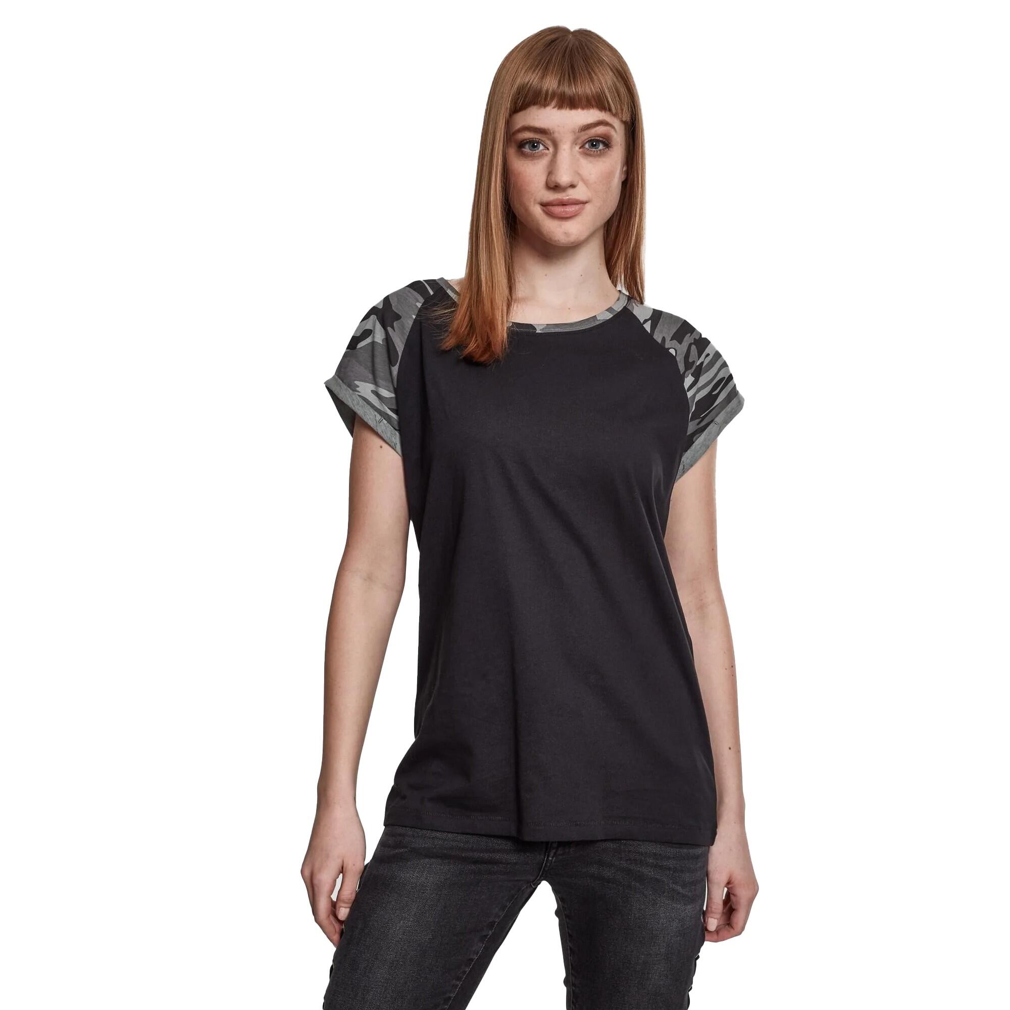 Maglietta Contrasto Raglan Donna Urban Classics Nero Mimetico Scuro 3/3