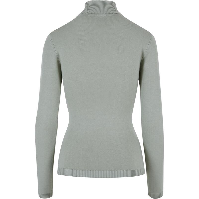 Dames Gebreid Schildpad Hals Sweatshirt (Zachte salvia)