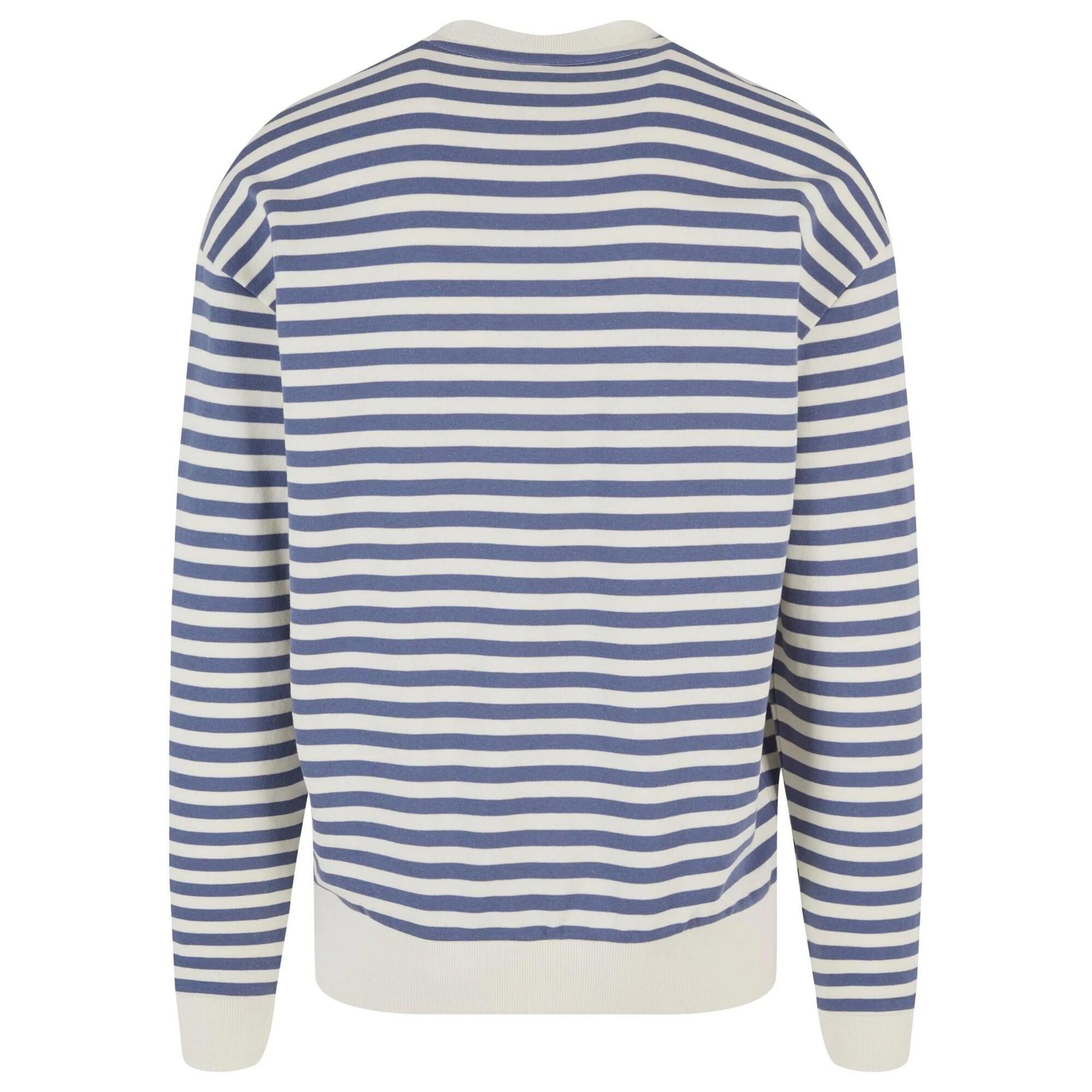 Felpa A Strisce Girocollo Uomo Urban Classics Sabbia Bianca Blue Antico 2/2