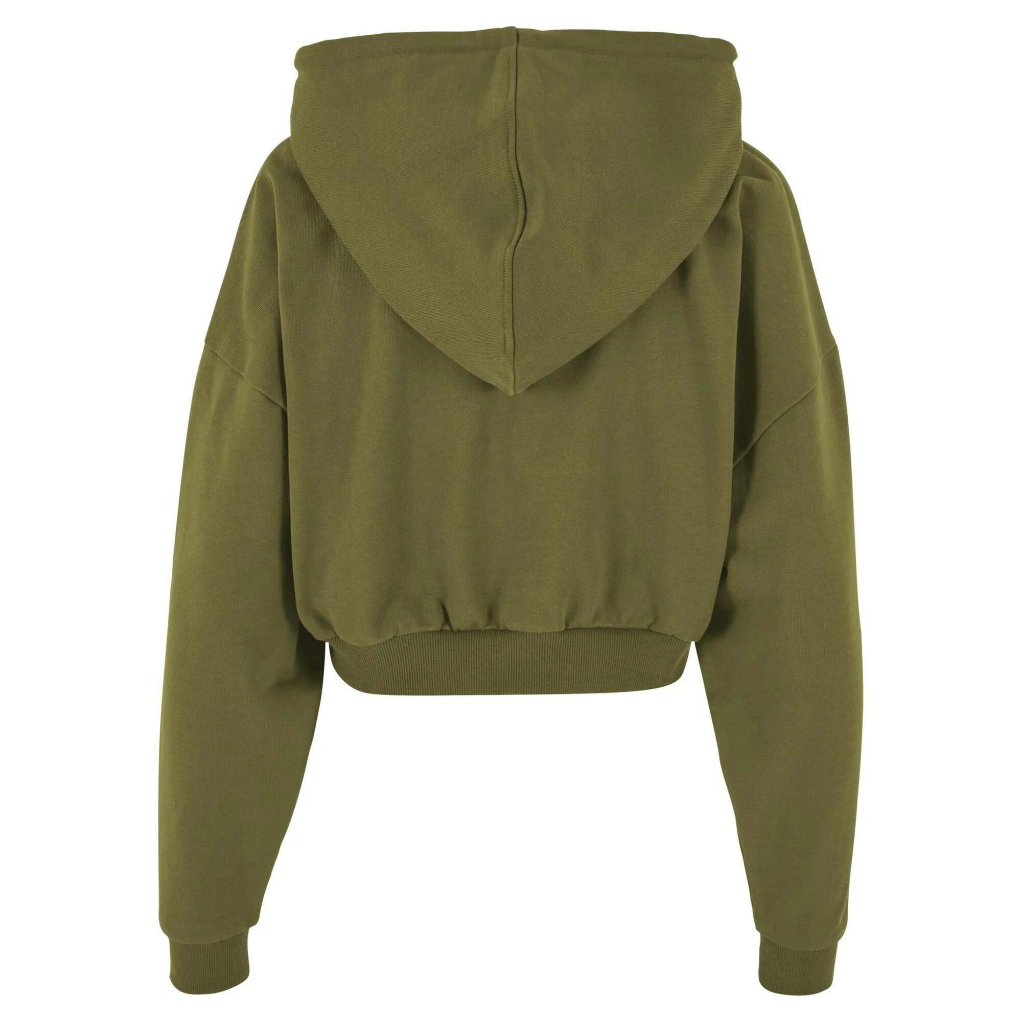 Felpa Con Cappuccio Ritagliata Donna Urban Classics Olivo Estivo 2/3
