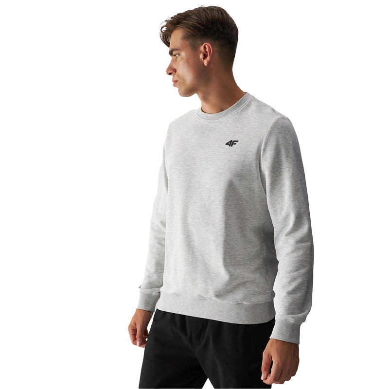 Effen Heren Sweatshirt (Koud Lichtgrijs Gemêleerd)