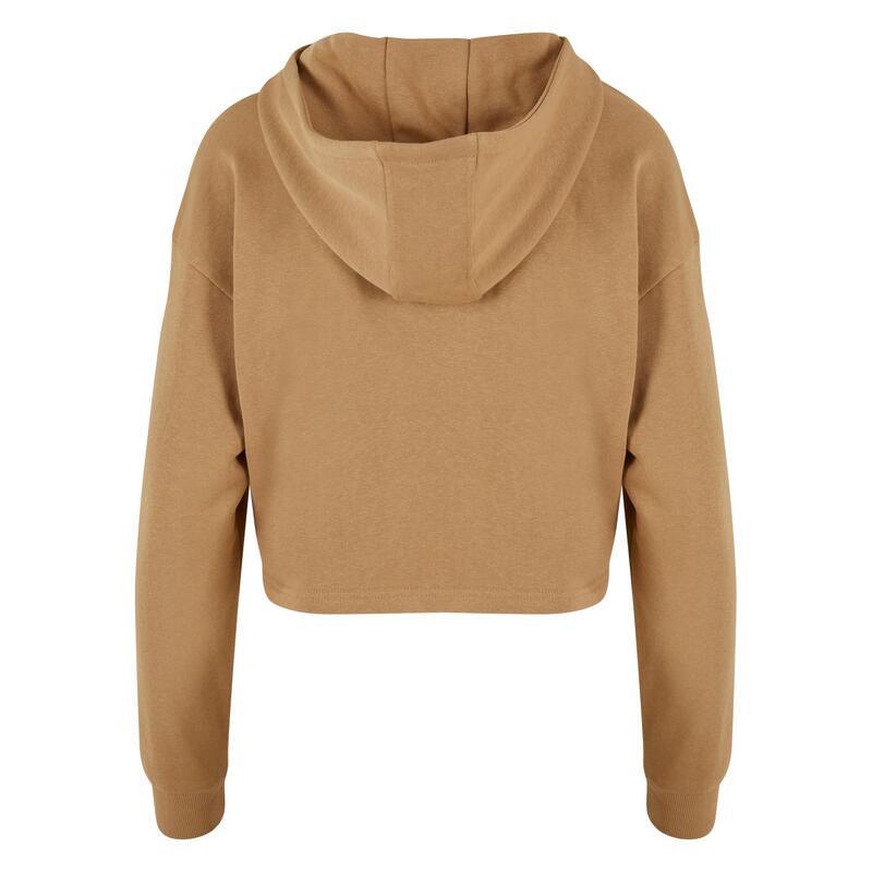 Dames Terrycloth Lichtgewicht Oversized Crop Hoodie (Beige)