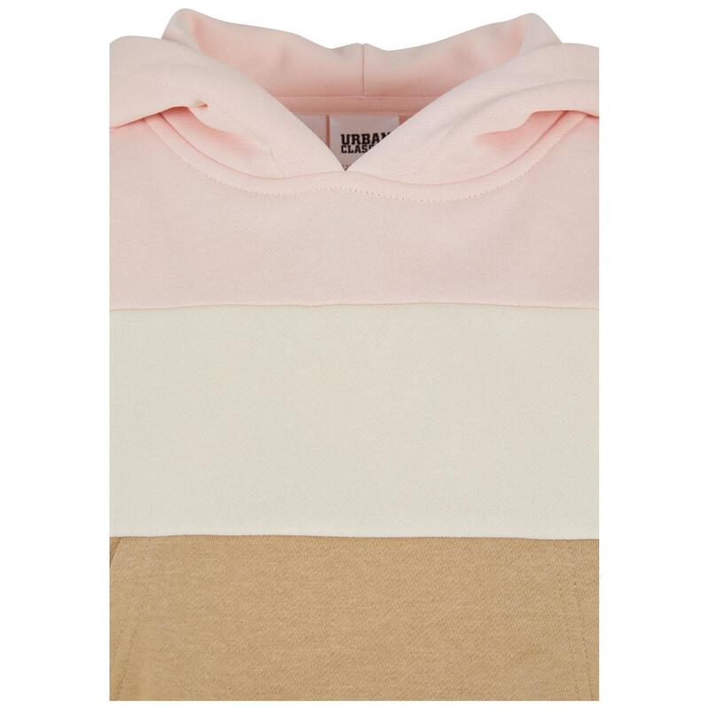 Meisjes 3 Tone Oversized Hoodie (Roze/wit zand/union beige)