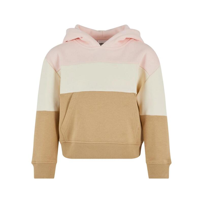 Meisjes 3 Tone Oversized Hoodie (Roze/wit zand/union beige)