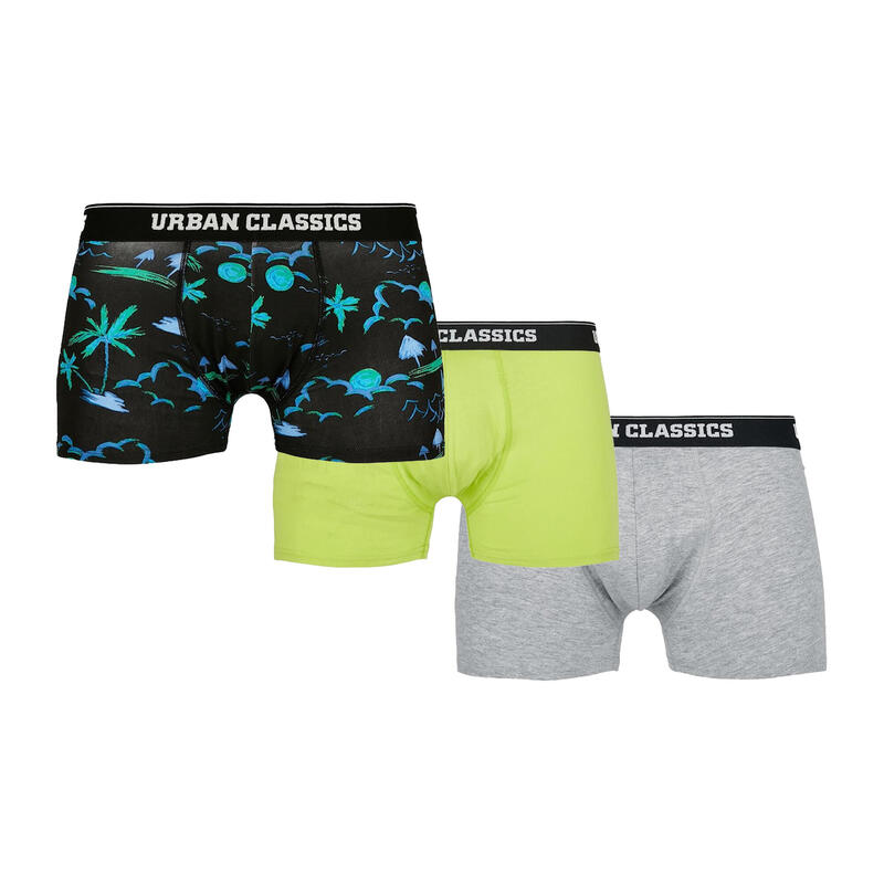 Heren Island Boxershorts (Pack Of 3) (Zwart/Lime/Grijs)