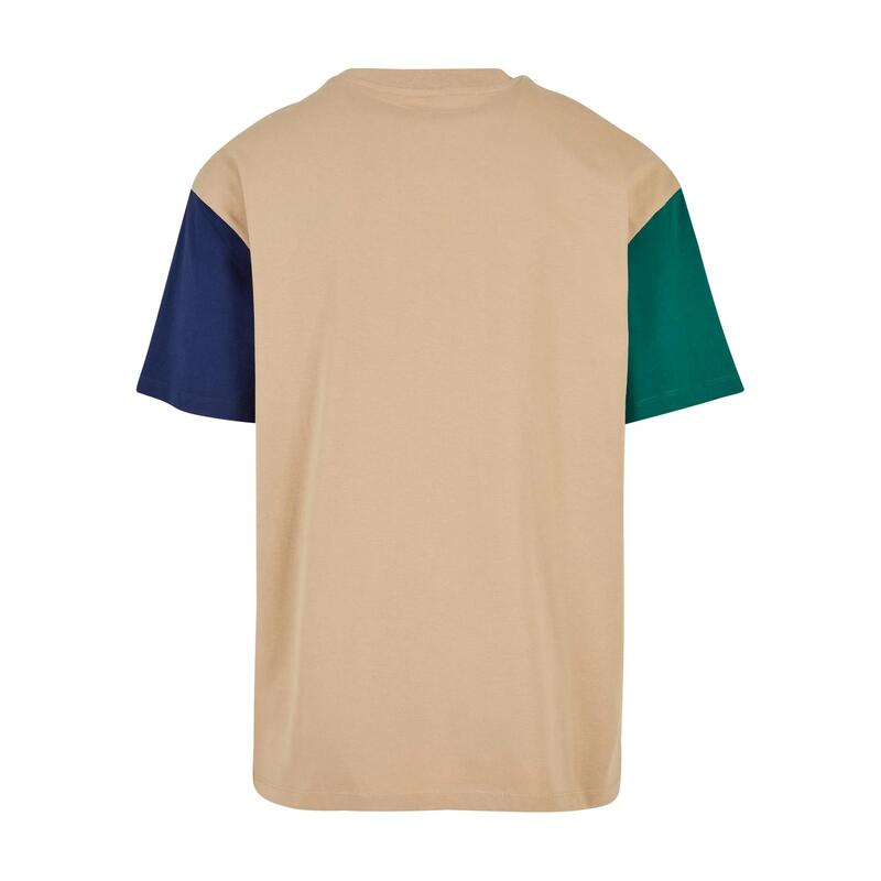 Heren Colour Block Organic Oversized Tshirt (Beige)