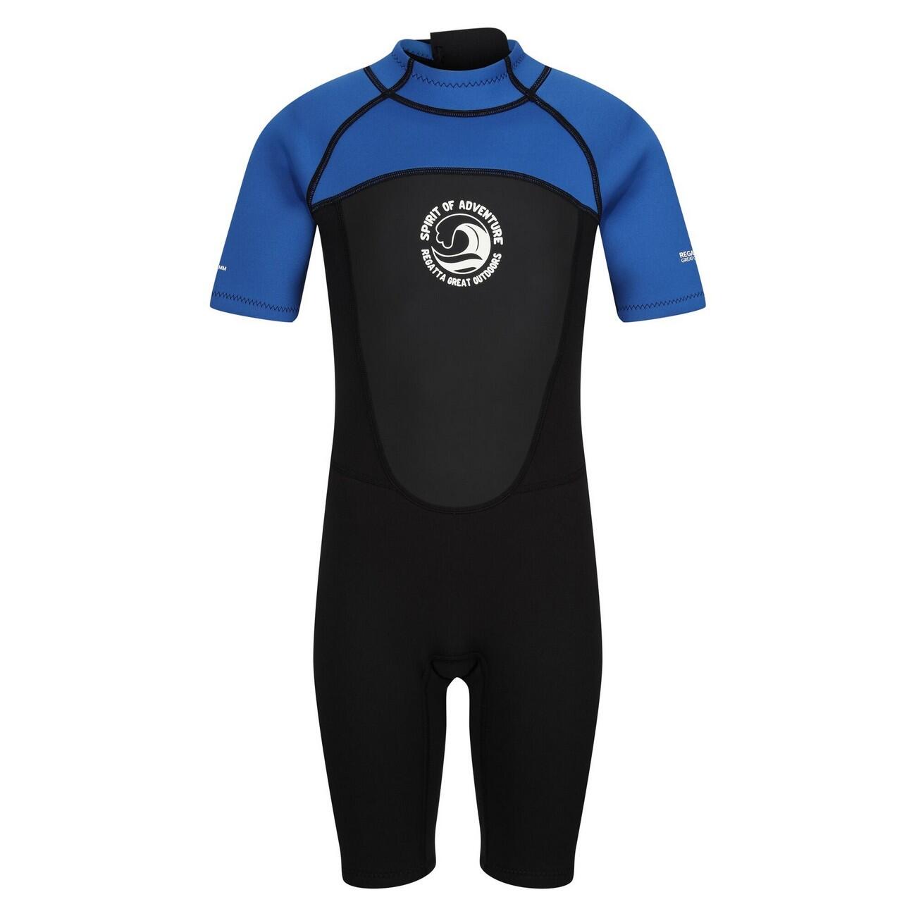 REGATTA Childrens/Kids Shorty Wetsuit (Black/Nautical Blue/White)