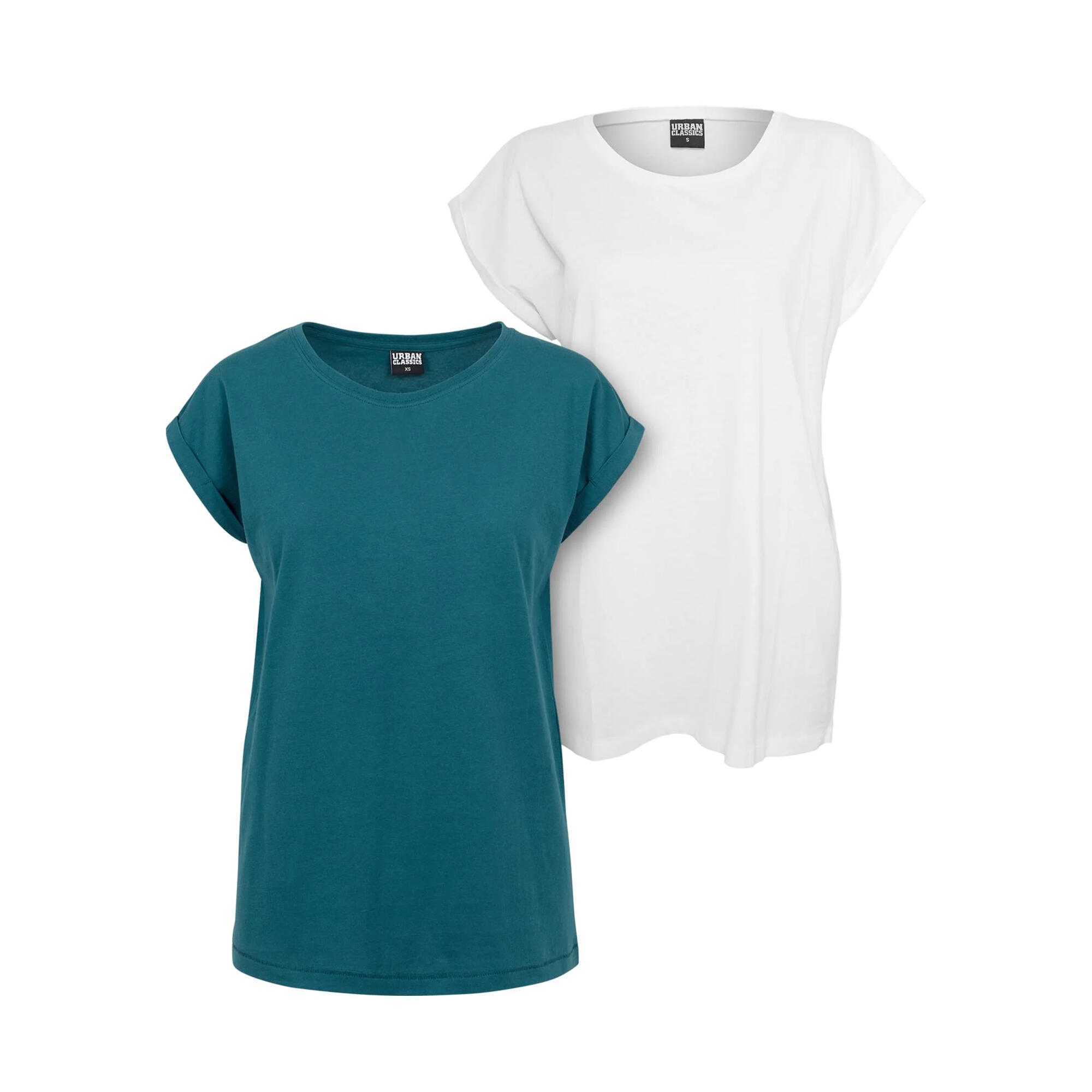 URBAN CLASSICS T-Shirt de ombros alargados para senhora/senhora (conjunto de 2) Verde Azulado /