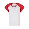 Meisjes Contrast Raglan Tshirt (Wit/Hoogrood)