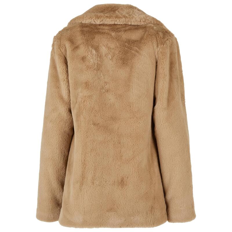 Dames Teddy Fleece Jas met Kapkraag (Beige)