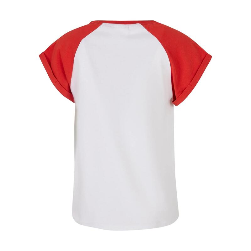 Meisjes Contrast Raglan Tshirt (Wit/Hoogrood)