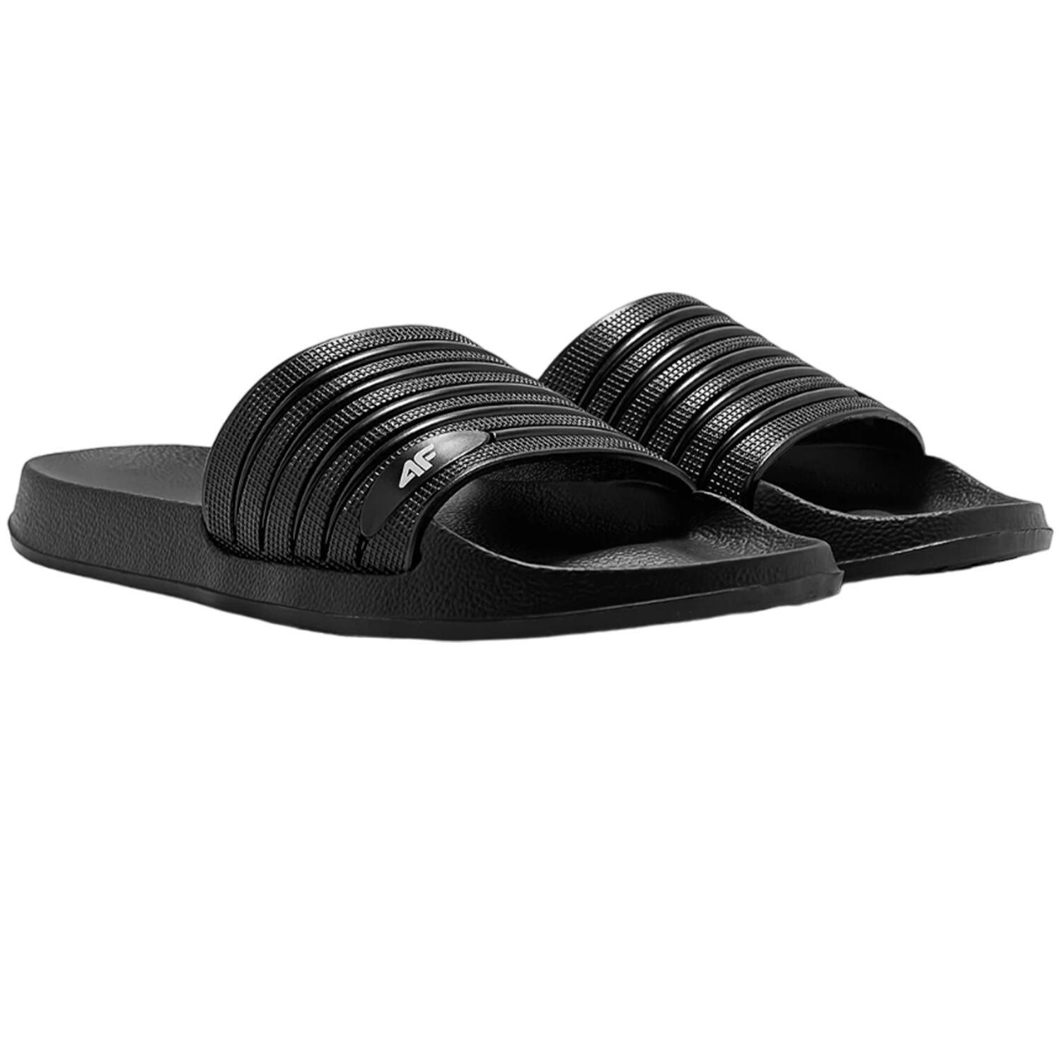 4F Heren Stripe Quick Dry Sliders (Diep zwart)