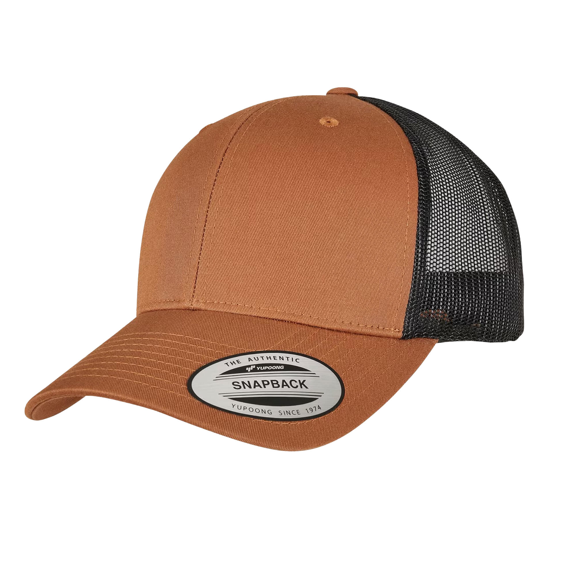 Cappellino Da Camionista Retrò A Due Tonalit� Flexfit Caramello Nero 3/3