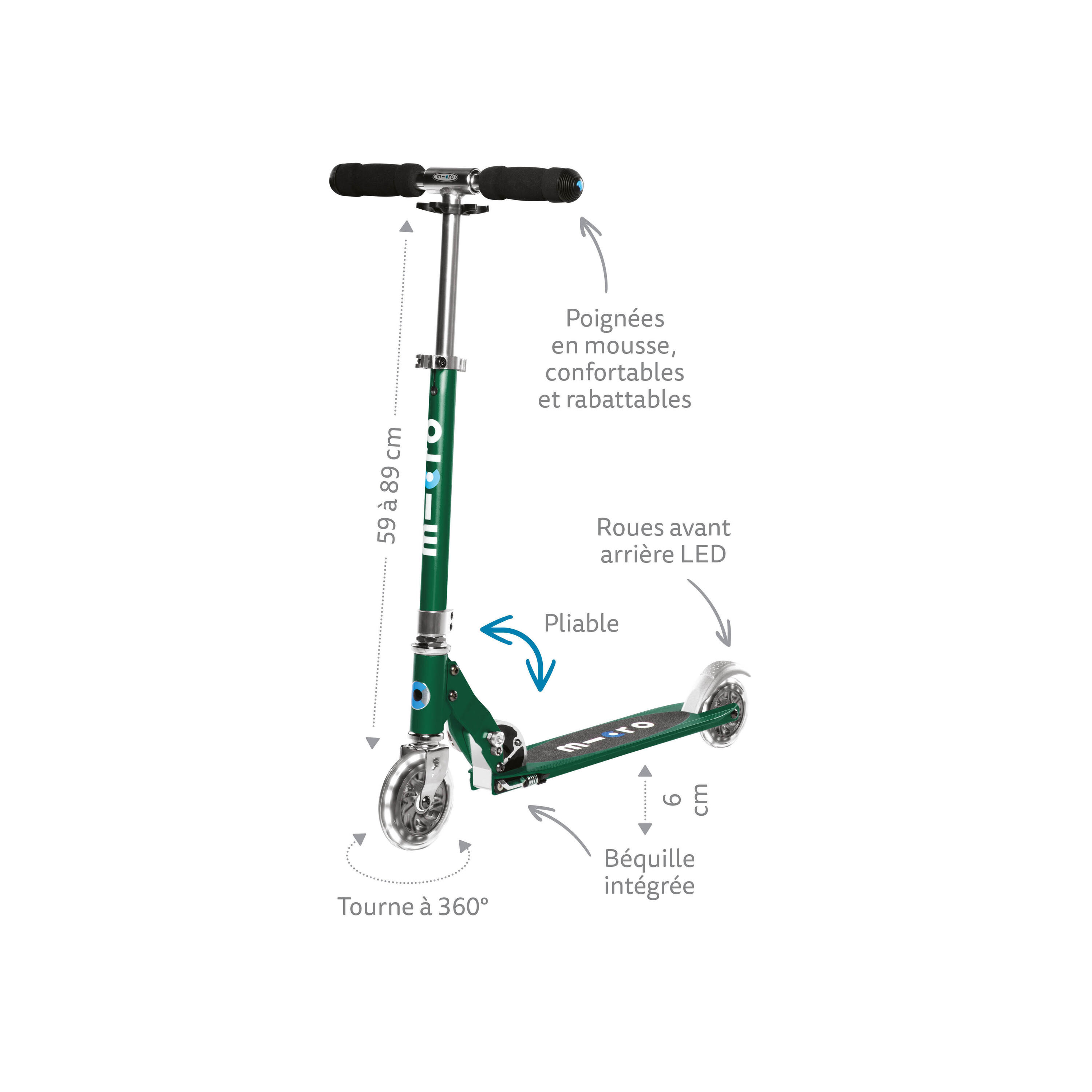 Trottinette enfant  Sprite  Saphir LED 5/6