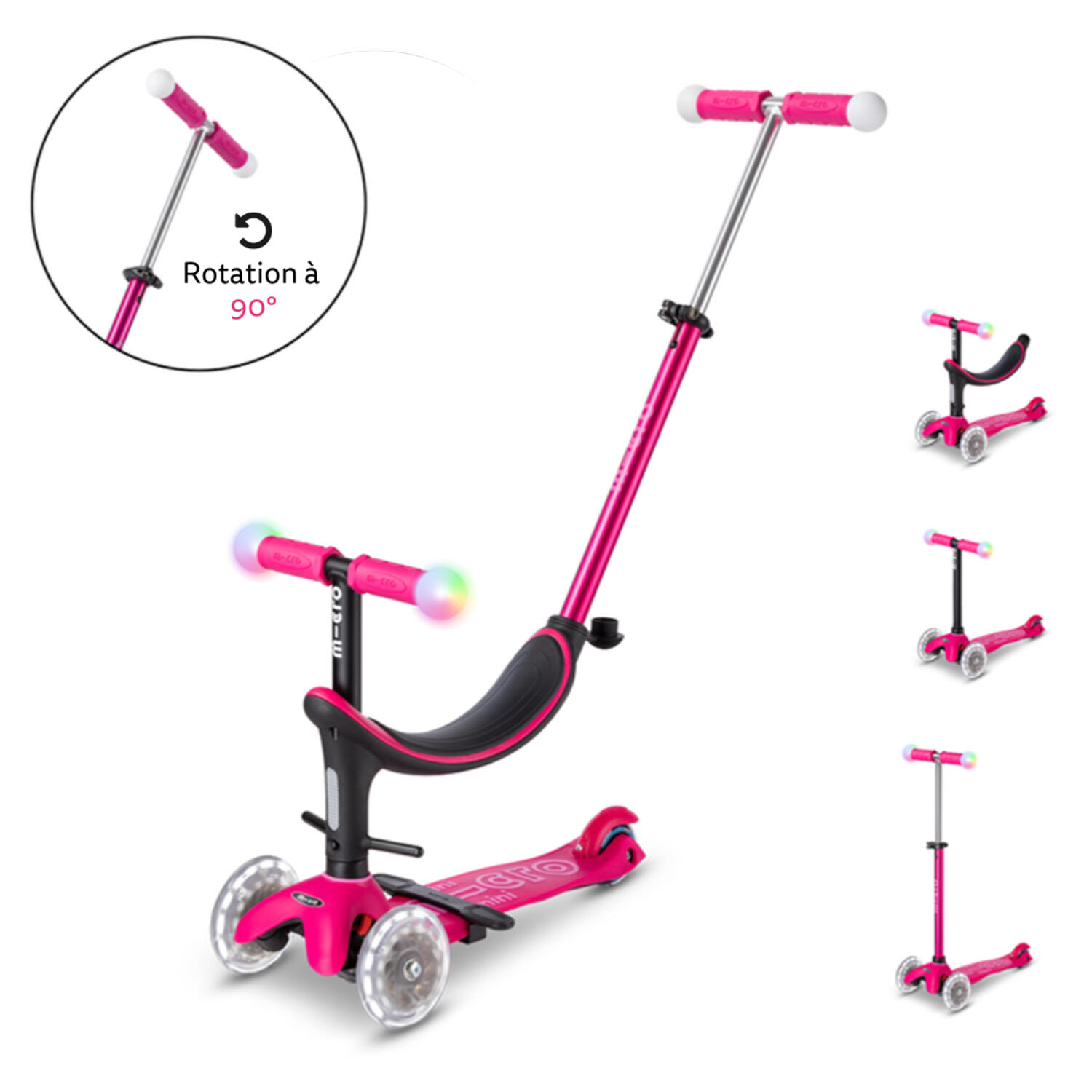 Micro - Trottinette Évolutive Mini  3en1 Révolution Magic - Trottinette - Rose|rouge - Taille Unique - Decathlon