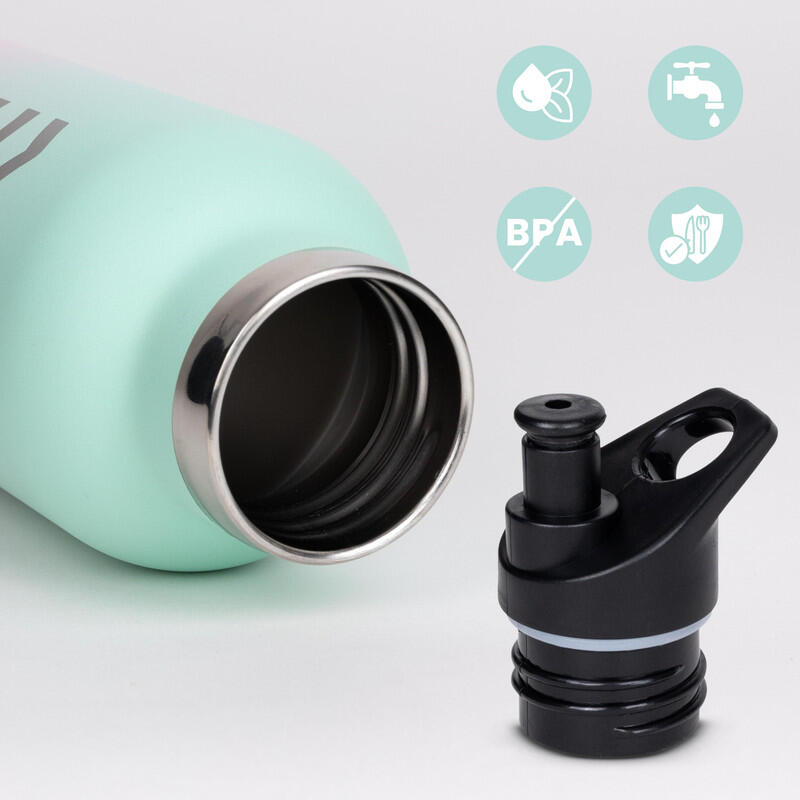 Botella Agua Acero Inoxidable con 3 Tapones HUIIKE, Termo Hermético, 750ml Rosa 4/7