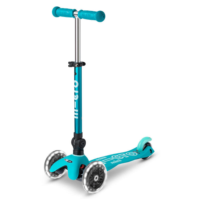 Patinete Infantil 3 Ruedas Micro Mini Deluxe Plegable LED Aqua