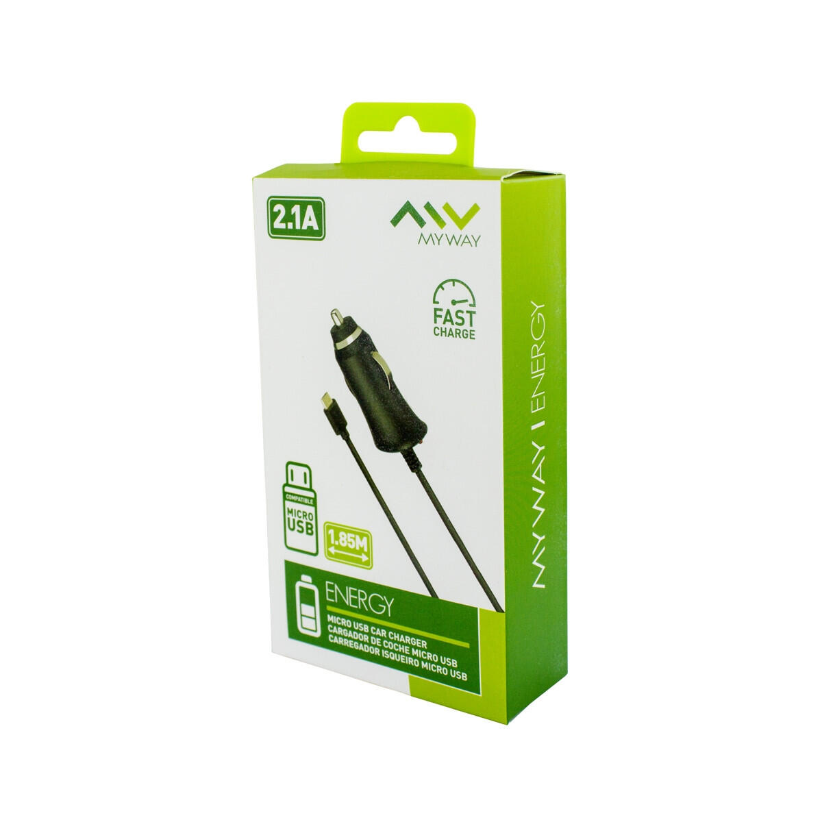 Cargador coche Micro USB 2,1A negro 2/2