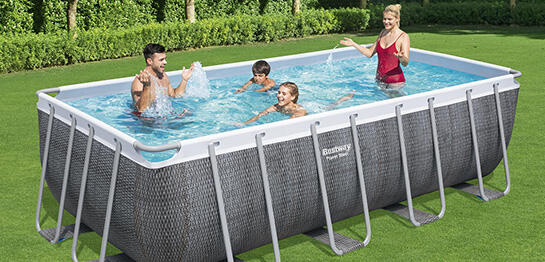 Bestway Piscine hors sol rectangle Power Steel 488 x 244 x 122 cm rotin gris 4/6