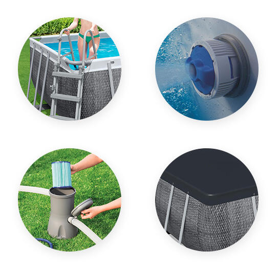 Bestway Piscine hors sol rectangle Power Steel 488 x 244 x 122 cm rotin gris 5/6