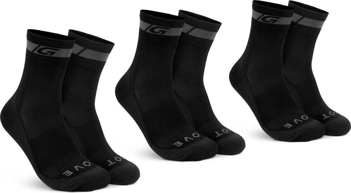 GRIPGRAB Fietssokken Regular Cut 3 PACK Maat S - Merino Zwart
