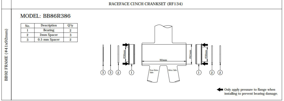 Token Innenlager Press Fit BB86R Rh: BB86 - KRG: BB 386 & Sram BB30 6/7