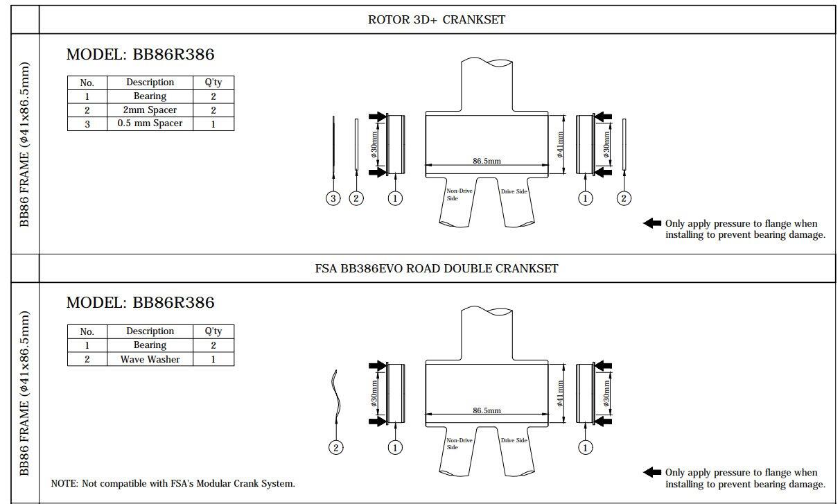 Token Innenlager Press Fit BB86R Rh: BB86 - KRG: BB 386 & Sram BB30 4/7