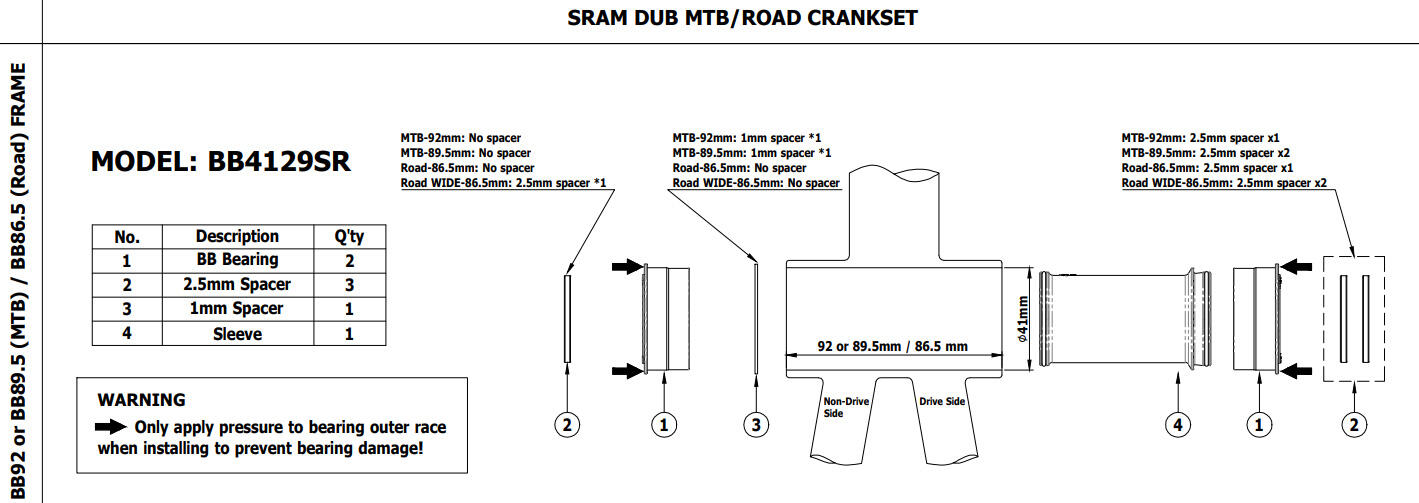Suport rowerowy BB4129SR BB86/BB89.5/BB32 Korba: SRAM DUB (DUB WIDE) (29mm) 4/4