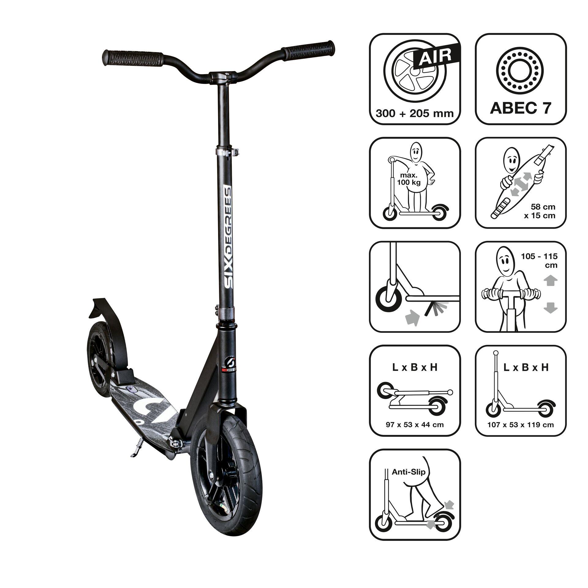 SIX DEGREES SIX DEGREES Aluminium Scooter All Terrain 300/205 mm schwarz