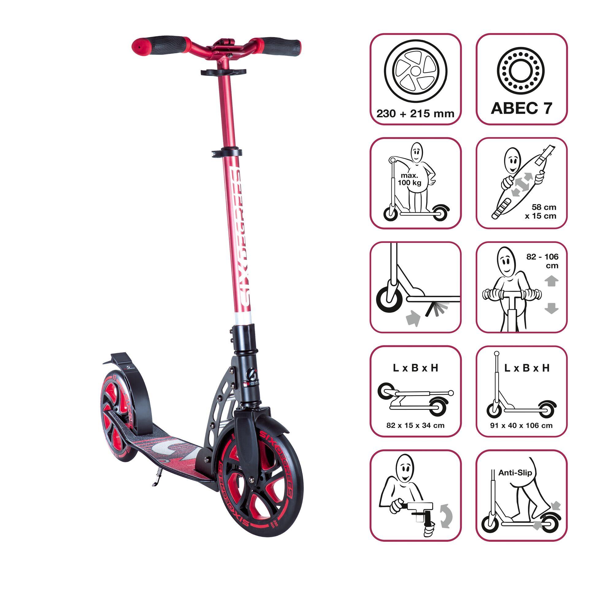 SIX DEGREES SIX DEGREES Aluminium Scooter 230/215 mm rot