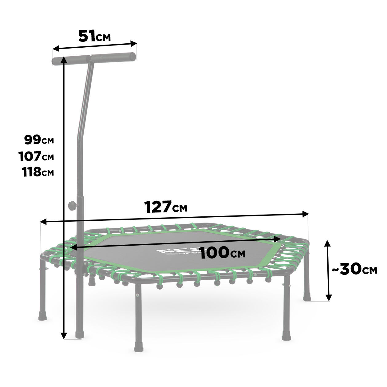 Erwachsene Trampolin Fitness mit Griff - Ns-103 grün 5/5