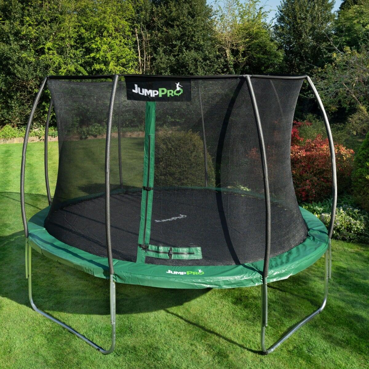 12ft JumpPRO™ Xcite Green Round Trampoline with Enclosure 2/7