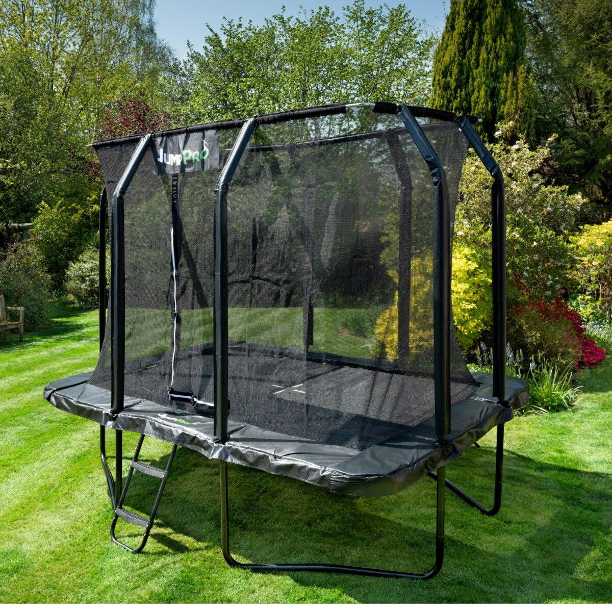 10ft x 7ft JumpPRO™ Xcel Black Rectangular Trampoline with Enclosure 2/7