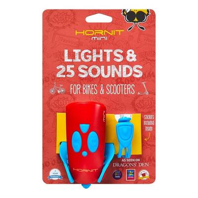 Mini hornit – bel en licht voor fiets en step - blauw / rood