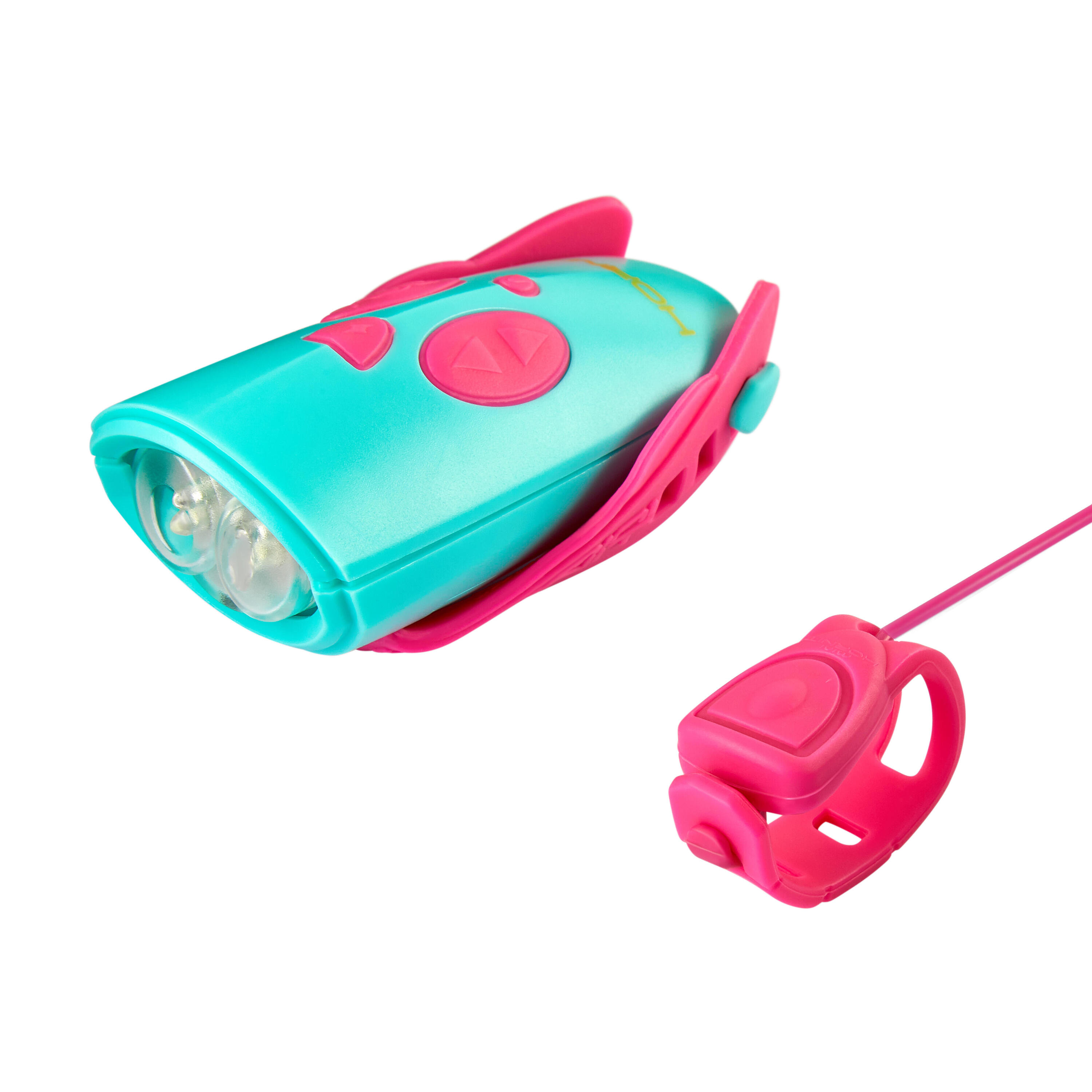Mini Hornit – Campanello e luce per bici e monopattino - Rosa / Turchese 3/4