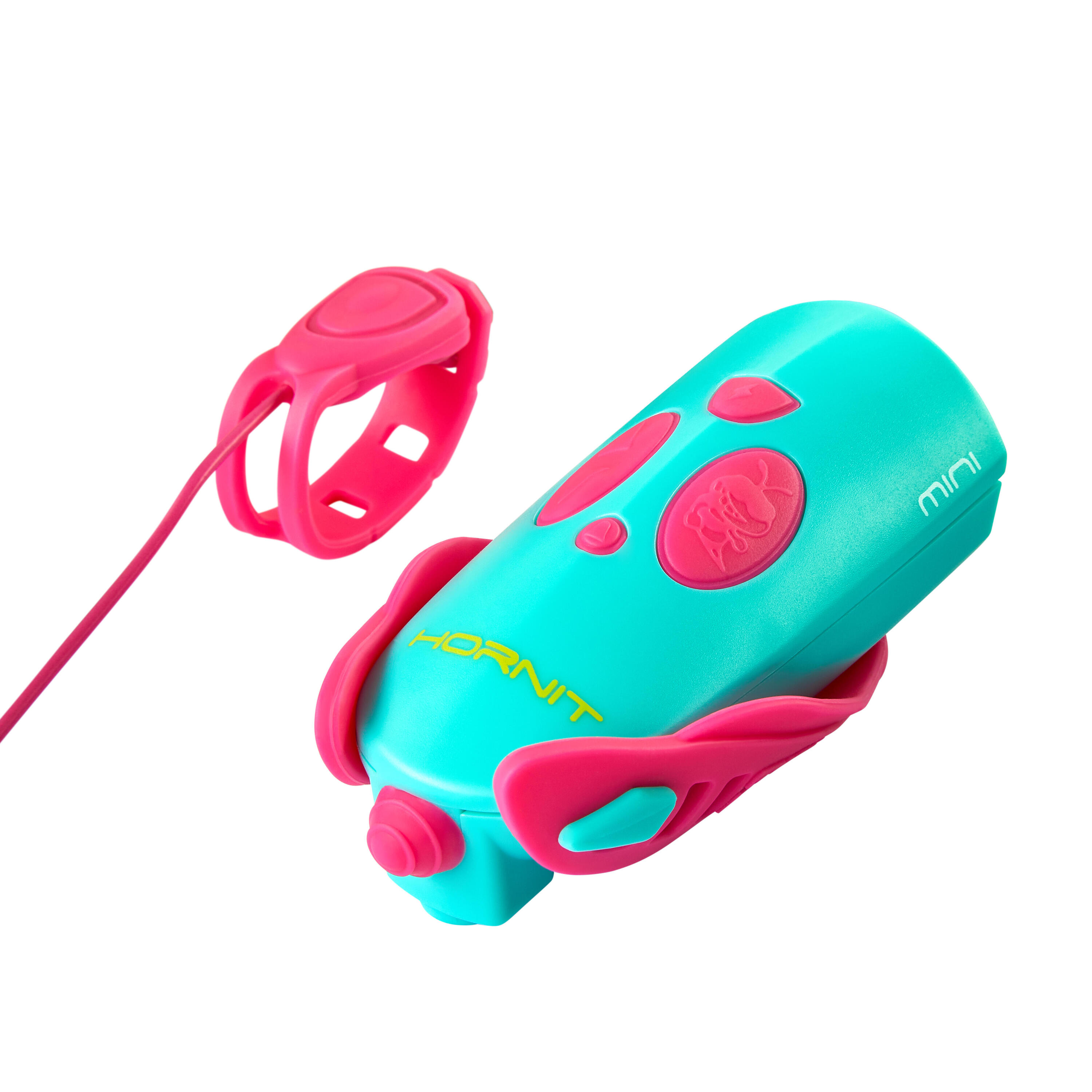 Mini Hornit – Campanello e luce per bici e monopattino - Rosa / Turchese 2/4