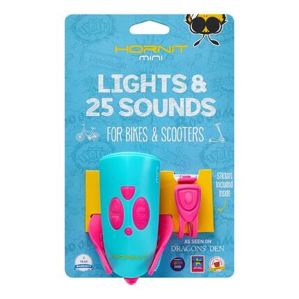Mini Hornit – Klaxon et lumière pour vélo et trottinette - Rosa / Turquoise