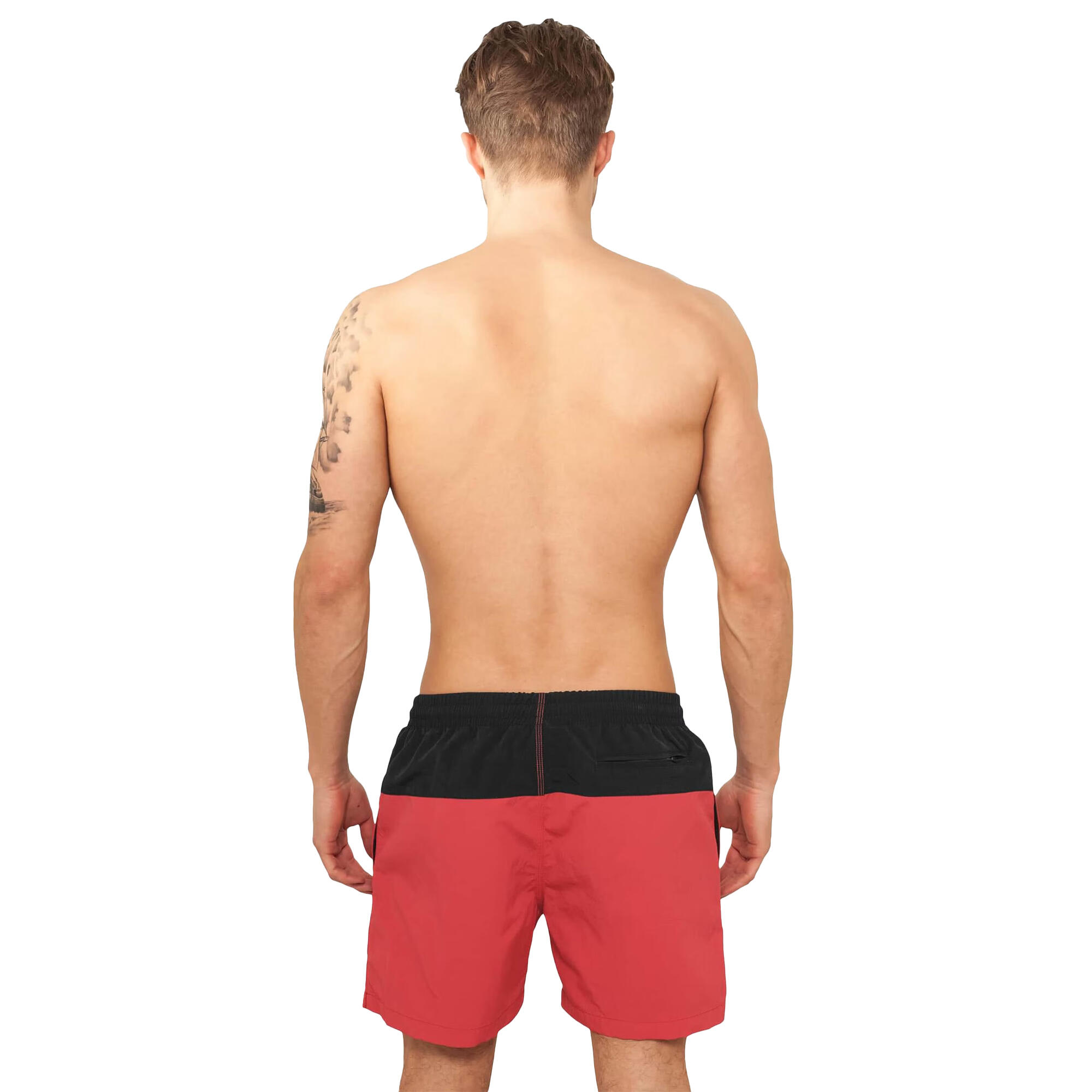 Costume Da Bagno A Pantaloncino Blocco Uomo Urban Classics Nero Rosso 2/2