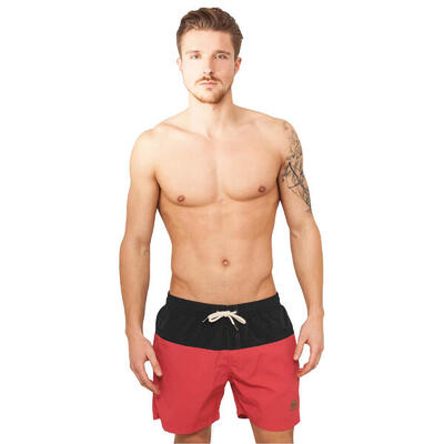 Costume Da Bagno A Pantaloncino Blocco Uomo Urban Classics Nero Rosso