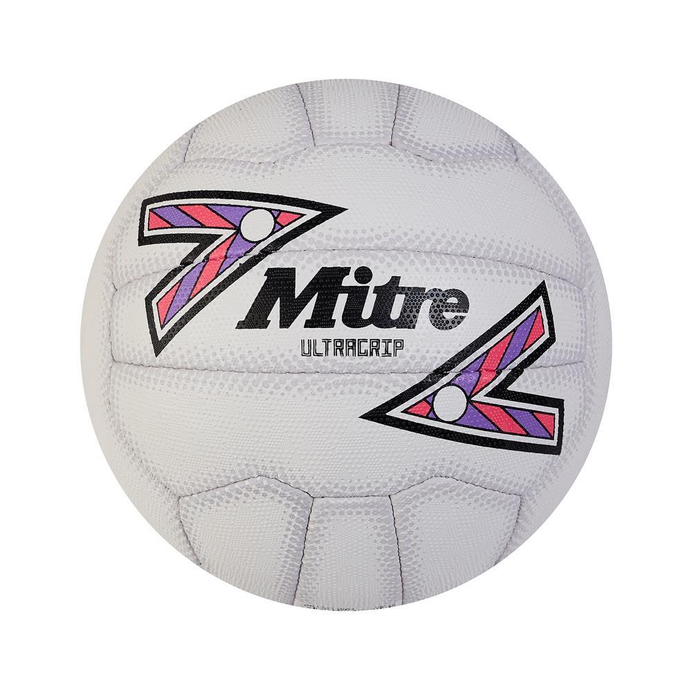 MITRE Ultragrip Netball (White/Black/Purple)