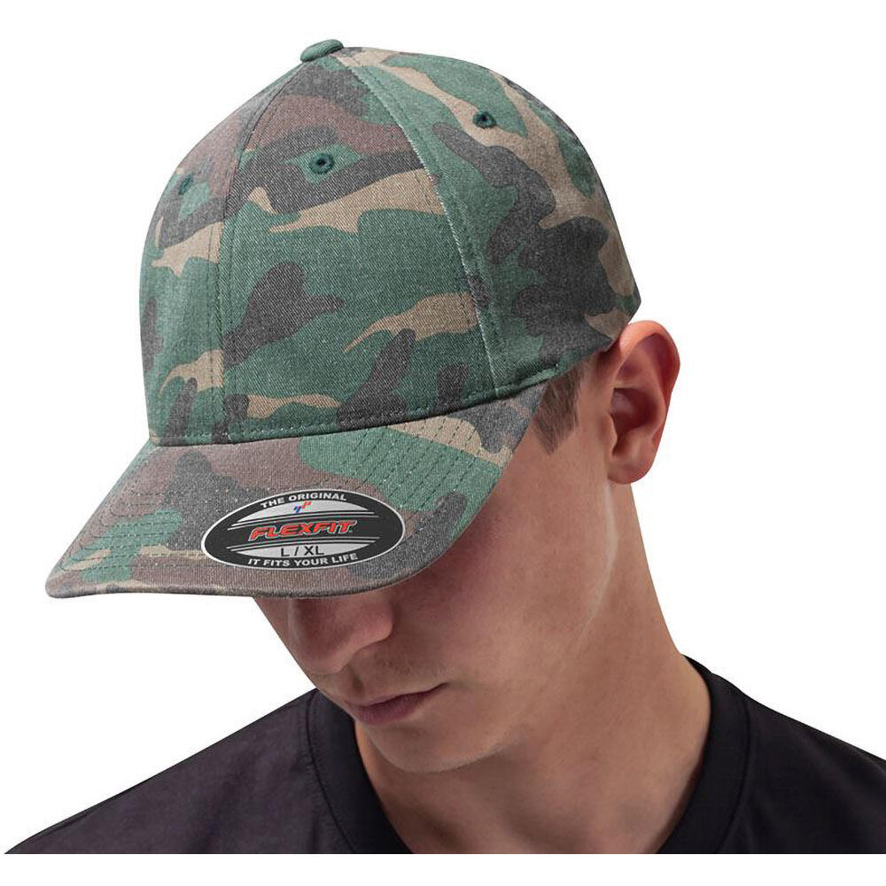 Garment Washed Camo Baseball Cap (Green Camo) 3/3