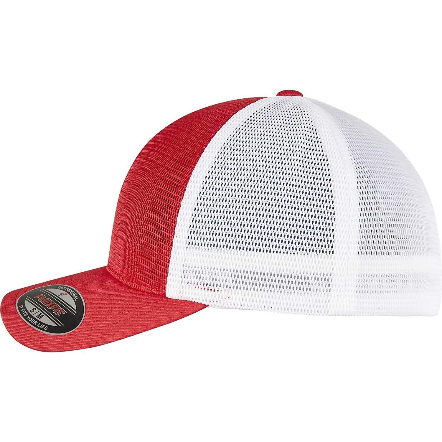 Unisex Adult Omnimesh Mesh Two Tone Cap (Red/White) 3/3